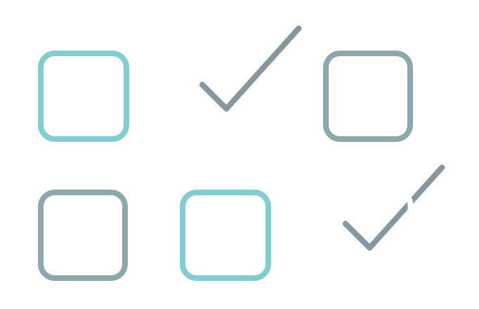 Line drawing of check boxes in a row